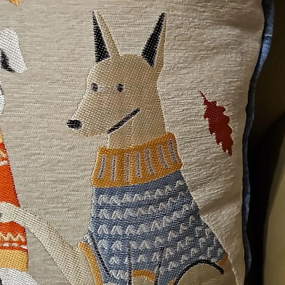 Fall Leaves & Dogs in Sweaters Decor Pillow NWT